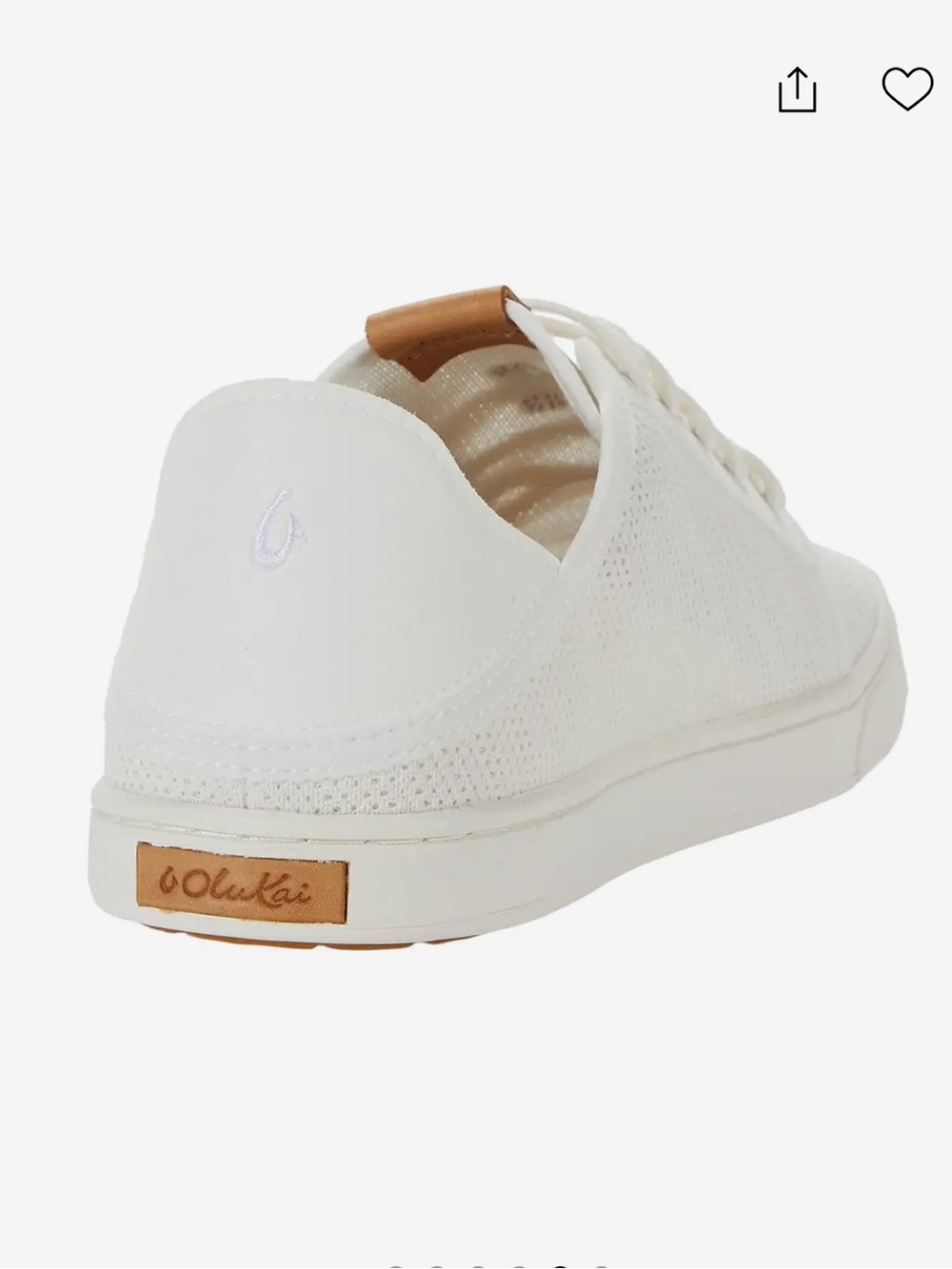 OluKai Pehuea Li White Knit Lace-Up Sneaker Shoes Collapsible-Back slip-on - Picture 4 of 10